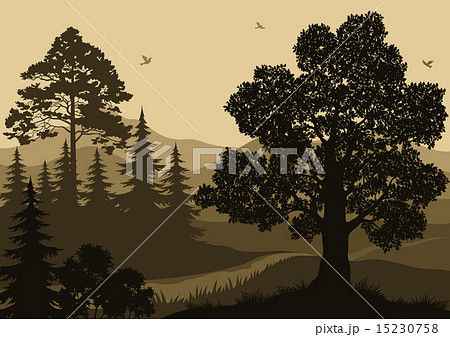 Landscape, Trees, Birds and Mountains Landscape, Trees, Birds and Mountains 15230758