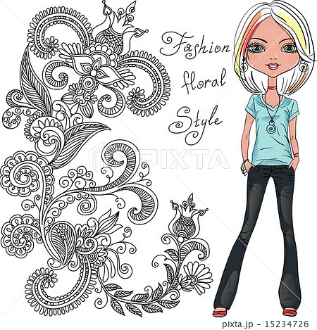 Vector fashion hipster girl 15234726
