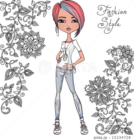 Vector fashion hipster girl 15234728