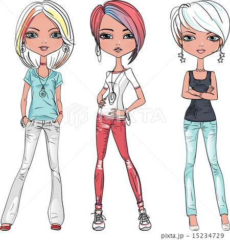 Vector beautiful fashion girls top models  15234729