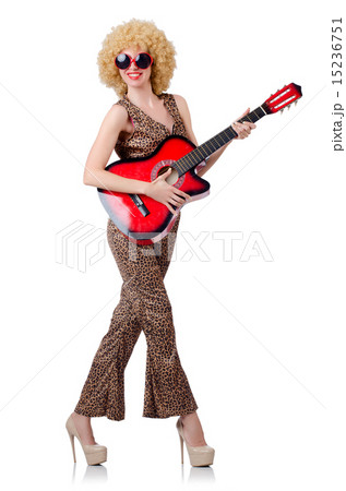 Young singer with afro cut and guitar Young singer with afro cut and guitar 15236751