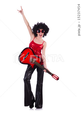 Young singer with afro cut and guitar Young singer with afro cut and guitar 15237454