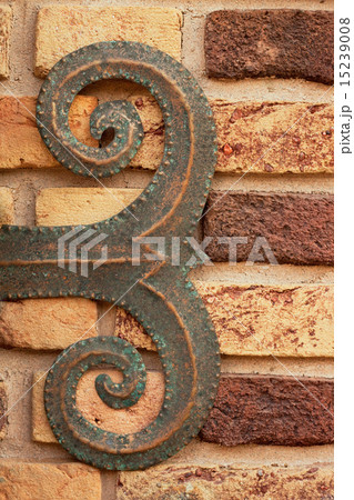 brown brick wall with shod decor 15239008