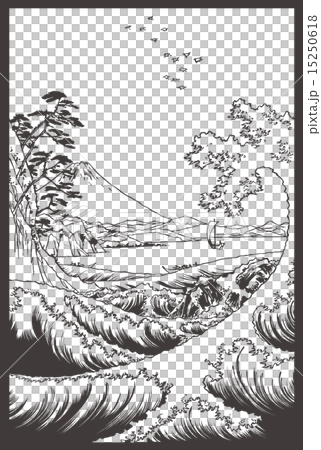 Utagawa Hiroshige富士36 th風景駿河Satsutano海圖像例證 15250618