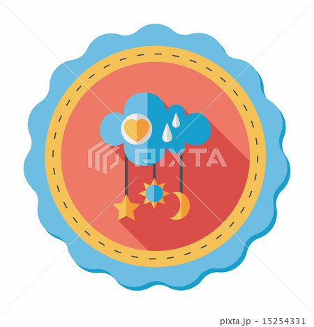 baby rattle flat icon with long shadow,EPS 10 15254331