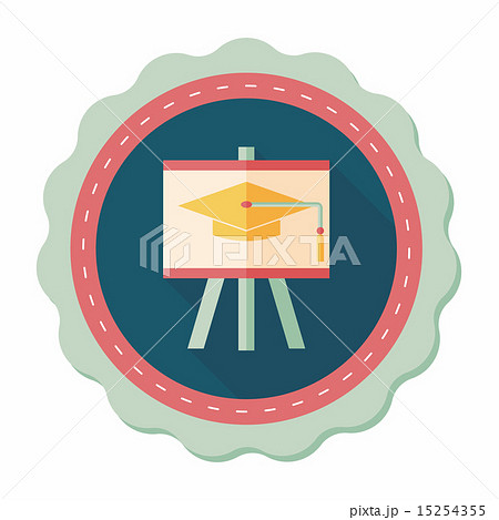 Graduation hat on the blackboard flat icon with long shadow,eps1 15254355