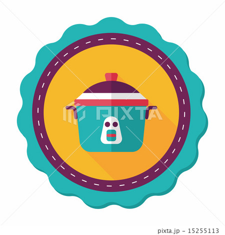 kitchenware rice cooker flat icon with long shadow,eps10 kitchenware rice cooker flat icon with long shadow,eps10 15255113