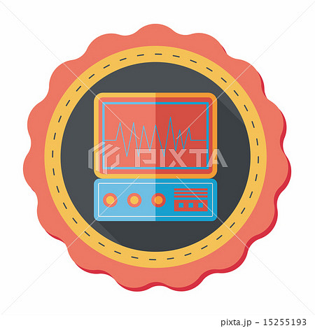 monitor in the ICU flat icon with long shadow 15255193