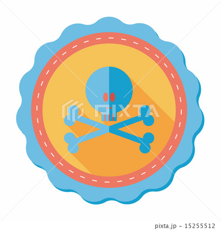 skull flat icon with long shadow 15255512