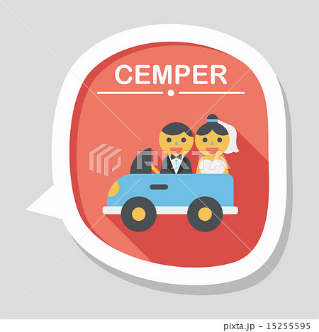 wedding car flat icon with long shadow, eps10 15255595