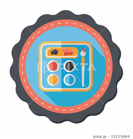 Art palette with paint brush flat icon with long shadow,eps 10 15255664