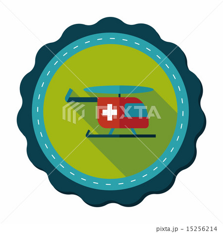 Medical helicopter flat icon with long shadow 15256214