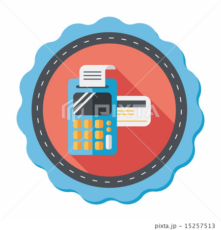 Shopping credit card machine flat icon with long shadow,eps10 15257513