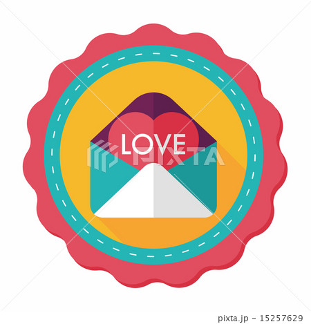 Valentine's day love letter flat icon with long shadow,eps10 15257629