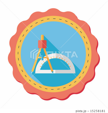 rulers and compass flat icon with long shadow,eps10 15258181