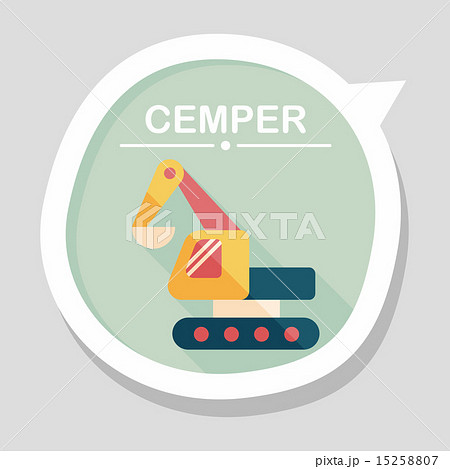 Excavator digger flat icon with long shadow,eps 10 Excavator digger flat icon with long shadow,eps 10 15258807