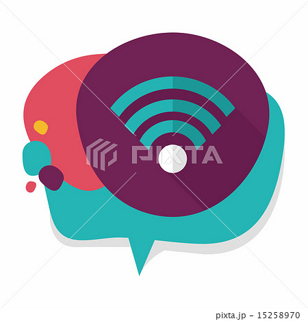 Wireless wifi flat icon with long shadow 15258970
