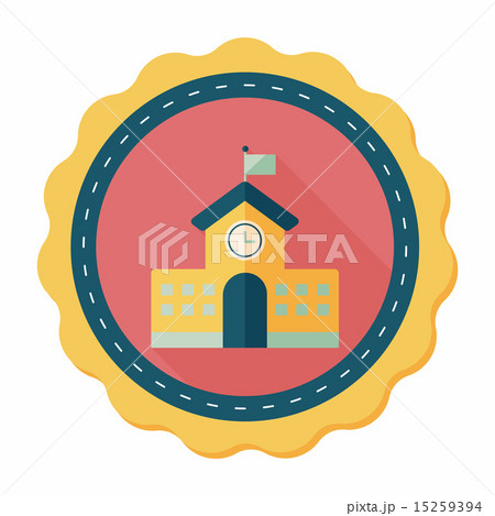 School building flat icon with long shadow,eps10 15259394