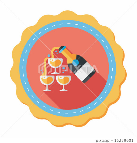 wedding champagne flat icon with long shadow,eps10 wedding champagne flat icon with long shadow,eps10 15259601