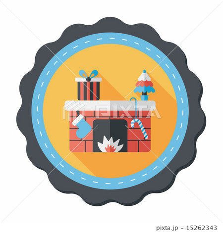 Christmas fireplace flat icon with long shadow,eps10 15262343