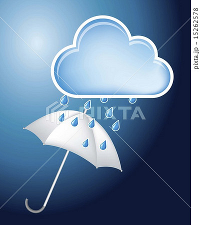 white umbrella with cloud and drop vector illlustration 15262578