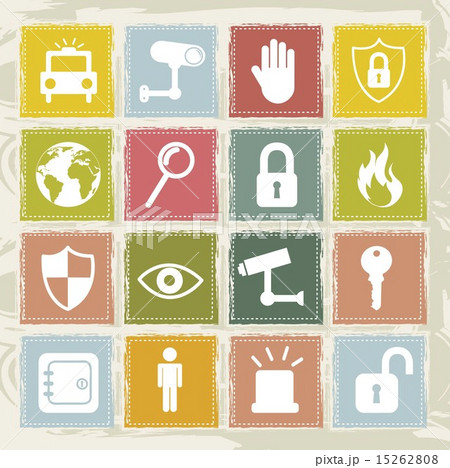 cute security icons over grunge background vector 15262808