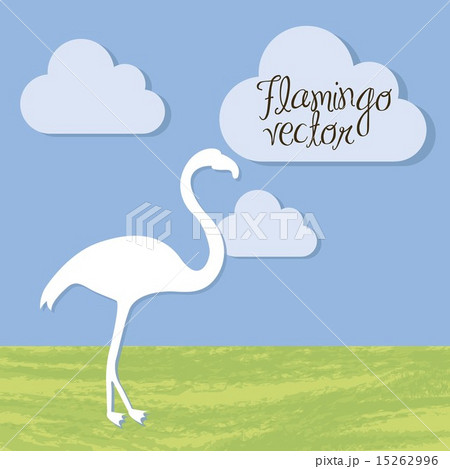 flamingo over grass and sky background animal vector illustratio 15262996