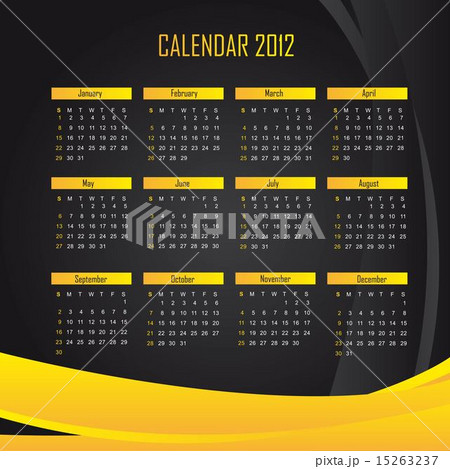 black and yellow calendar 2012 background vector illustration 15263237