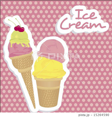 ice cream cones on pink background with light pink dots 15264590