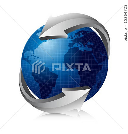 blue earth with silver arrows vector illustration blue earth with silver arrows vector illustration 15264725