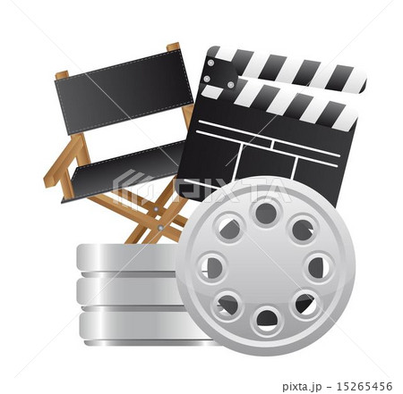 clapper board with director chair and film stripe vector 15265456
