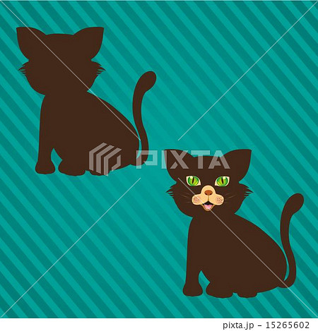 two types of cat silhouettes on a background of lines 15265602