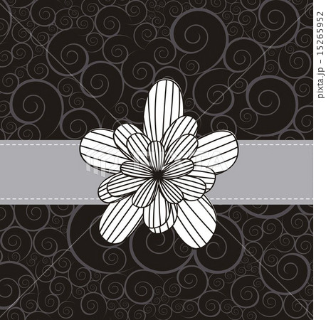 cute card with flower black and white vector illustration 15265952