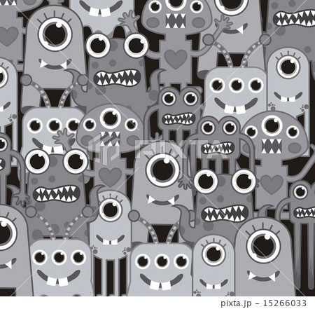 cute monsters background gray color vector illustration 15266033