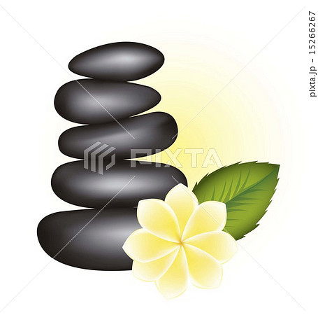 black stones spa with flowr and leaf vector illustration black stones spa with flowr and leaf vector illustration 15266267