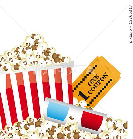 pop corn with 3d glasses and ticket vector illustration pop corn with 3d glasses and ticket vector illustration 15266317