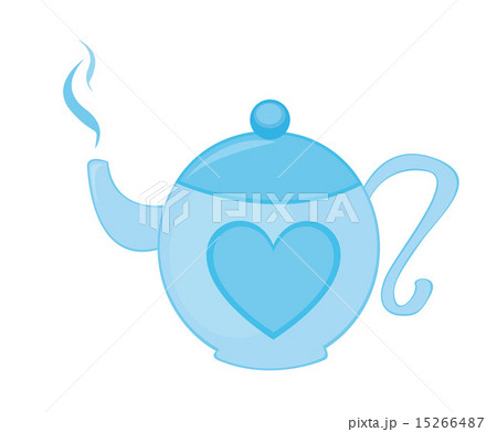 blue teapot with heart isolated over white background vector 15266487