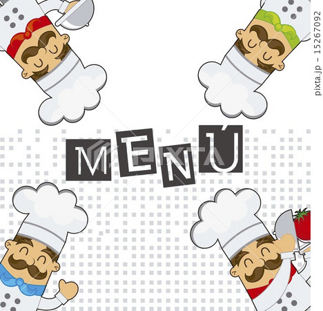 menu with cute cartoons chef over white background vector 15267092