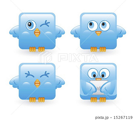 four blue birds over white background vector illustration 15267119