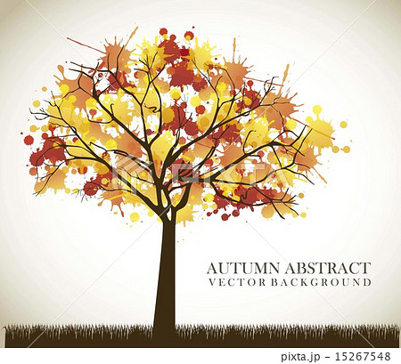 autumn tree over vintage background vector illustration 15267548