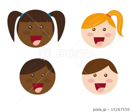 cute faces child cartoons over white background vector 15267550
