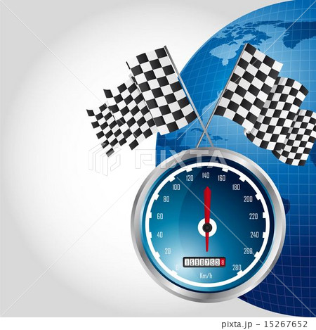 speed racing with checkered flag over planet vector illustration 15267652