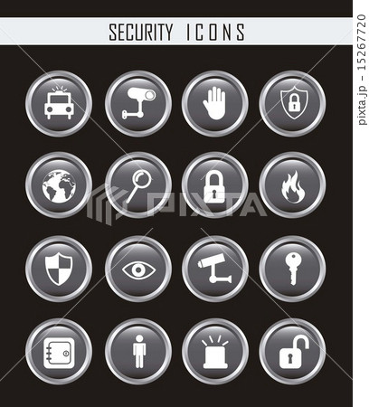 gray security icons isolated over black background vector gray security icons isolated over black background vector 15267720