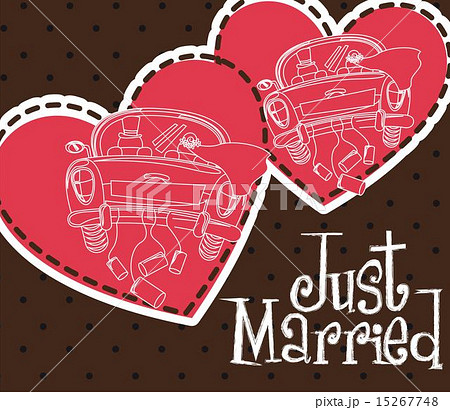 just married with cars and heart card vector illustration 15267748