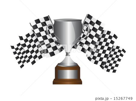 silver trophy with checkered flag isolated over white background silver trophy with checkered flag isolated over white background 15267749