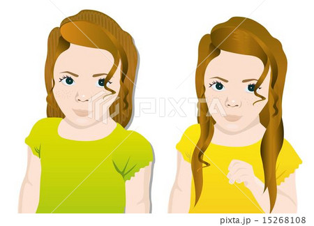 Girl in two hand positions and hair vector illustration 15268108