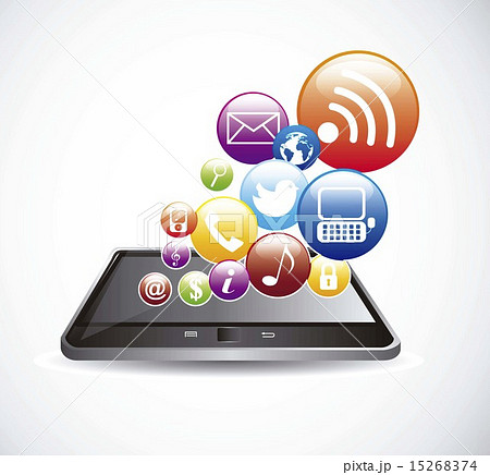 tablet computer with colorful icons vector illustration tablet computer with colorful icons vector illustration 15268374