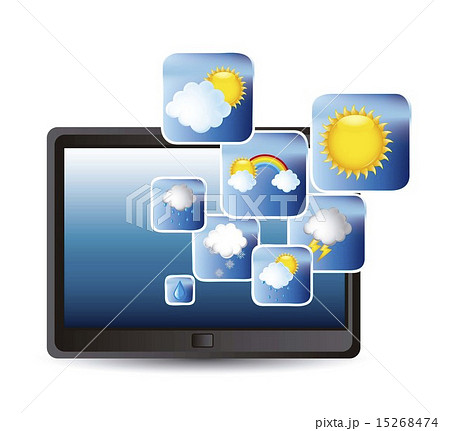tablet with weather icons over white background vector illustrat tablet with weather icons over white background vector illustrat 15268474