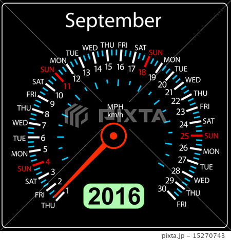 2016 year calendar speedometer car. September. 15270743