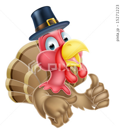 Cartoon Turkey in Puritan Hat 15271223